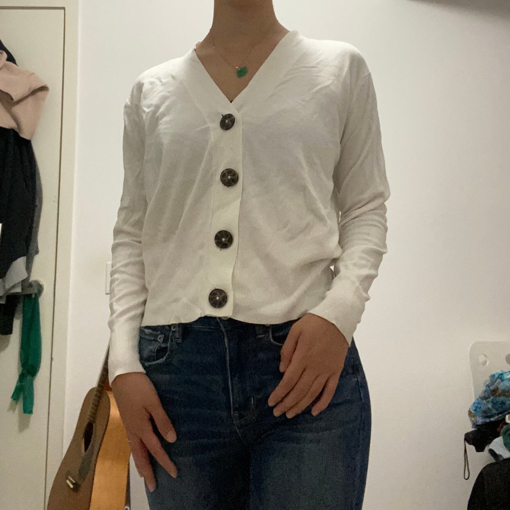 Zara white cardigan sweater
